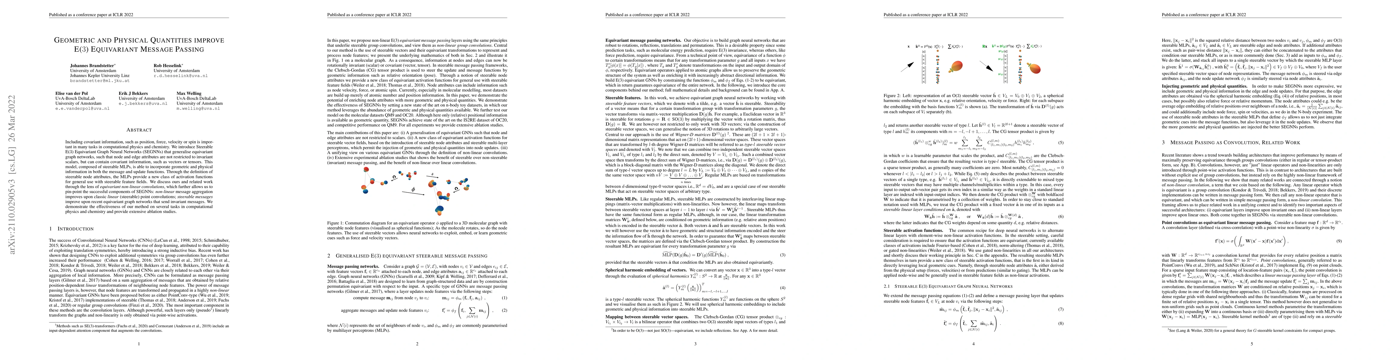 Thumbnail for Geometric and Physical Quantities Improve E(3) Equivariant Message
  Passing