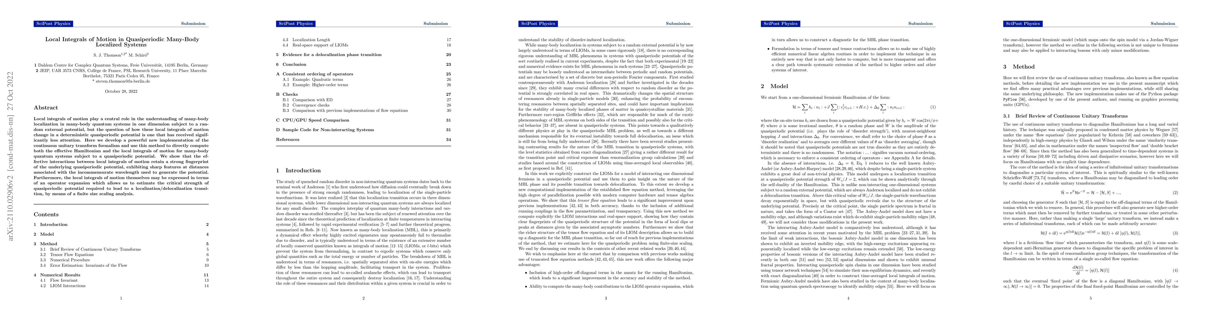 Thumbnail for Local Integrals of Motion in Quasiperiodic Many-Body Localized Systems