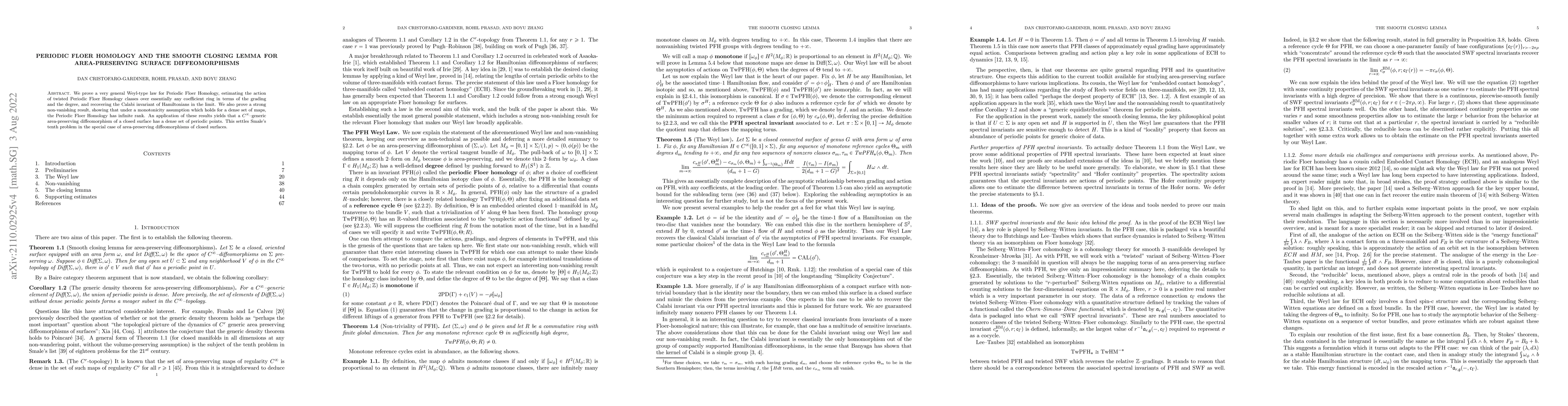 Thumbnail for Periodic Floer homology and the smooth closing lemma for area-preserving
  surface diffeomorphisms