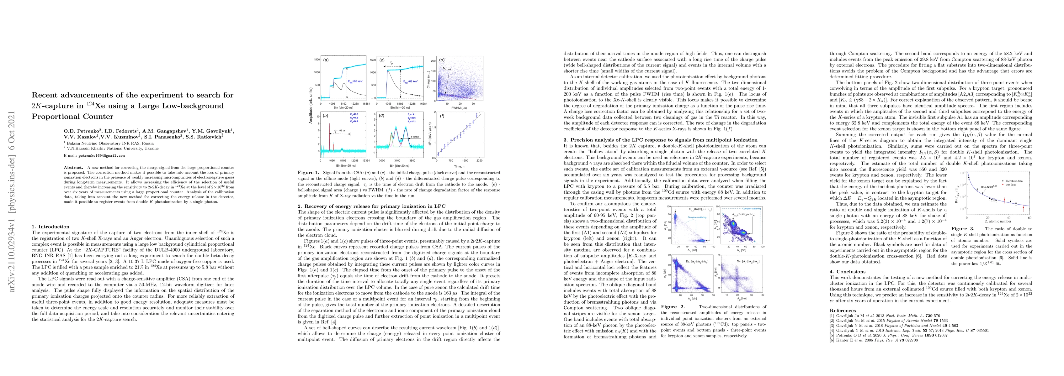 Thumbnail for Recent advancements of the experiment to search for $2K$-capture in
  $^{124}$Xe using a Large Low-background Proportional Counter