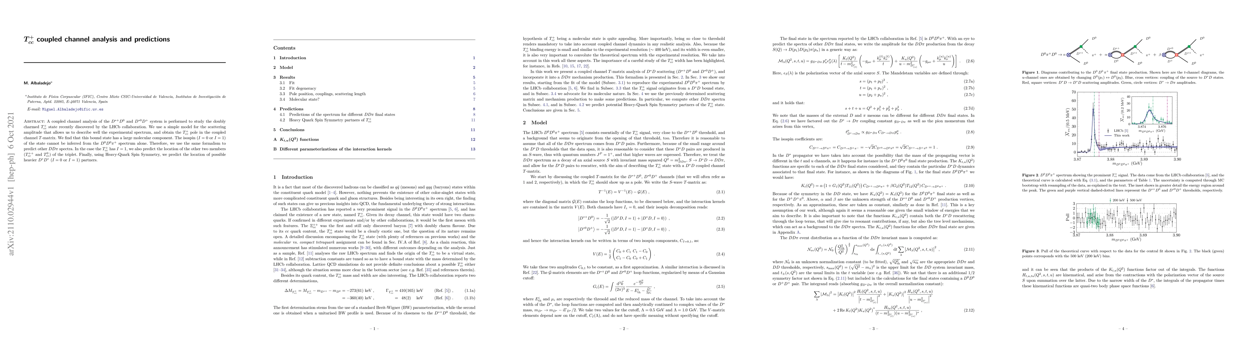 Thumbnail for $T_{cc}^{+}$ coupled channel analysis and predictions