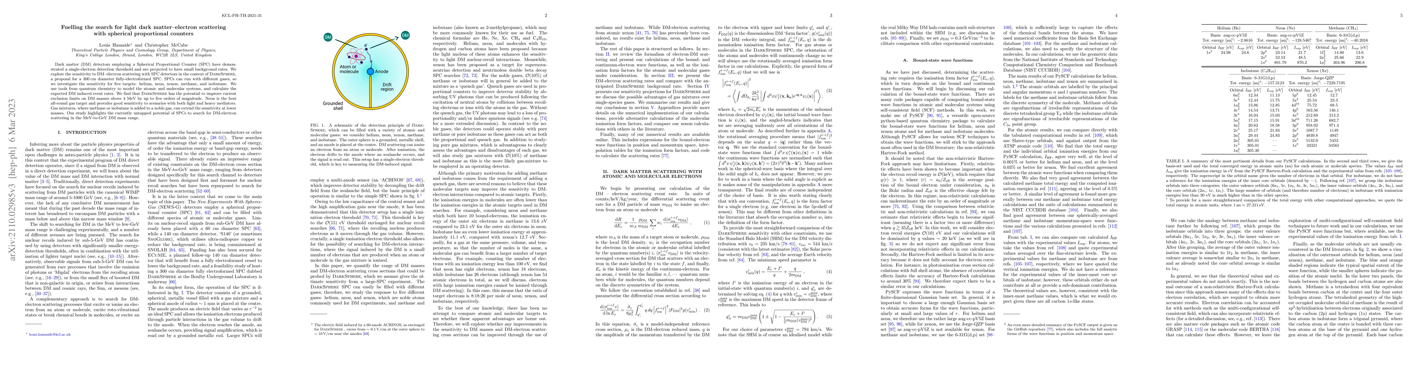 Thumbnail for Fuelling the search for light dark matter-electron scattering with
  spherical proportional counters