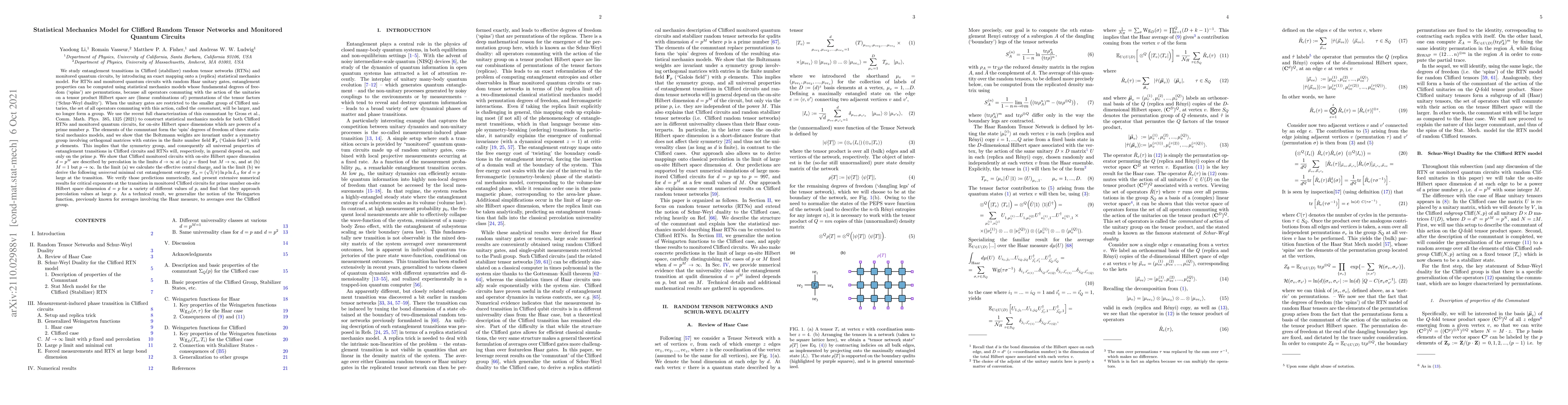 Thumbnail for Statistical Mechanics Model for Clifford Random Tensor Networks and
  Monitored Quantum Circuits