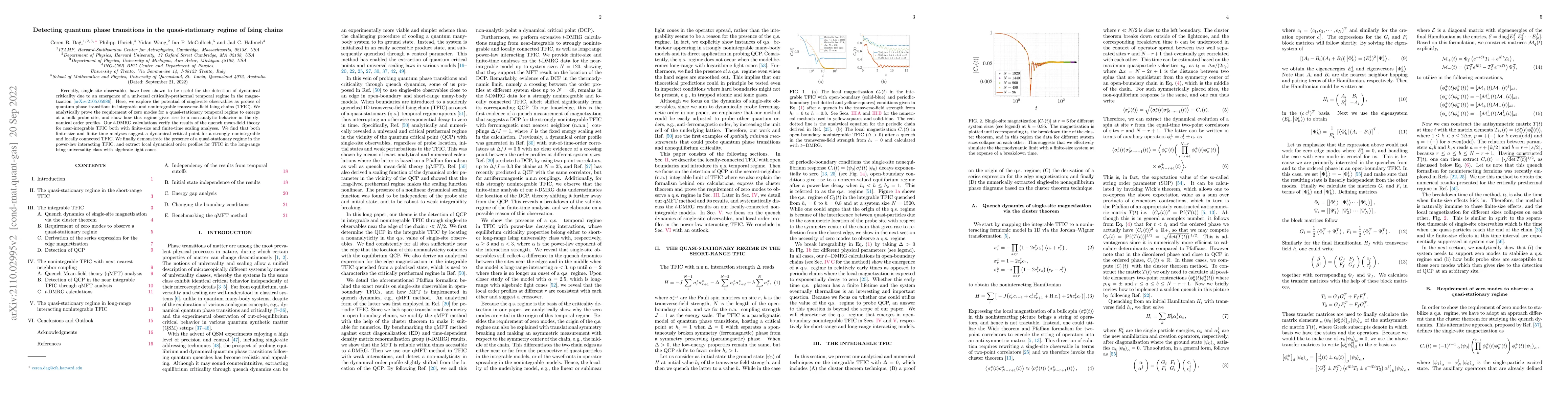 Thumbnail for Detecting quantum phase transitions in the quasi-stationary regime of
  Ising chains