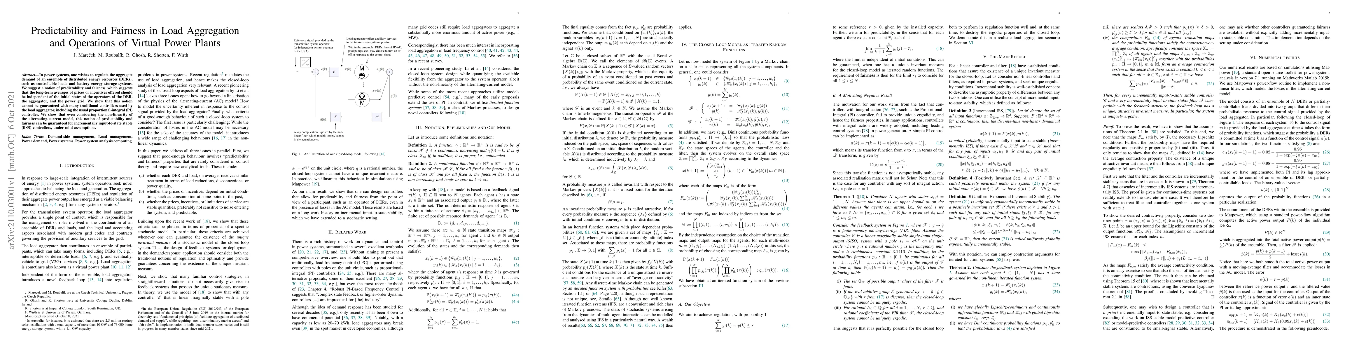 Thumbnail for Predictability and Fairness in Load Aggregation and Operations of
  Virtual Power Plants