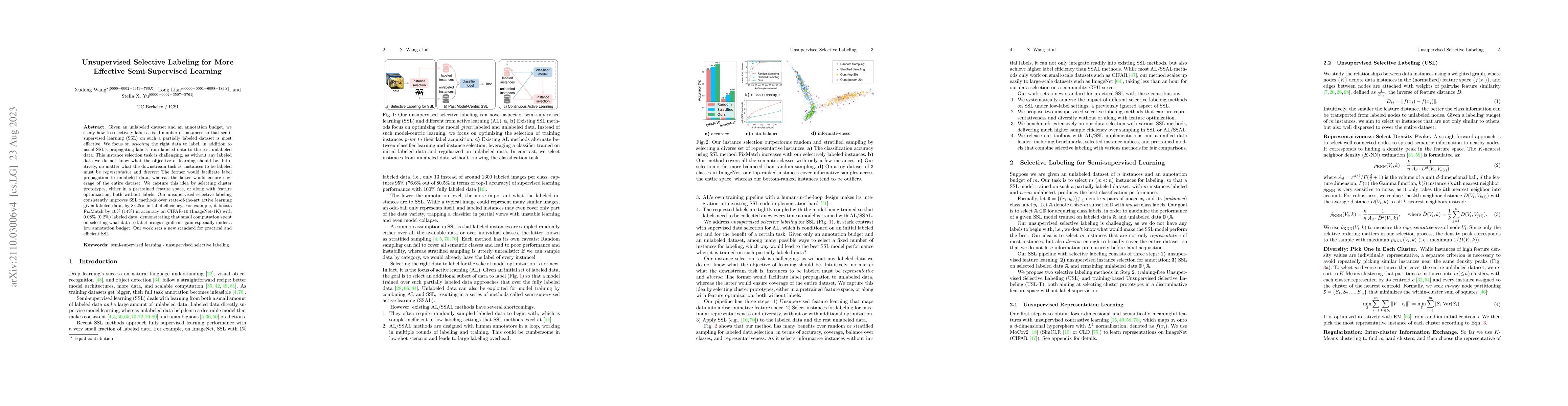 Thumbnail for Unsupervised Selective Labeling for More Effective Semi-Supervised
  Learning