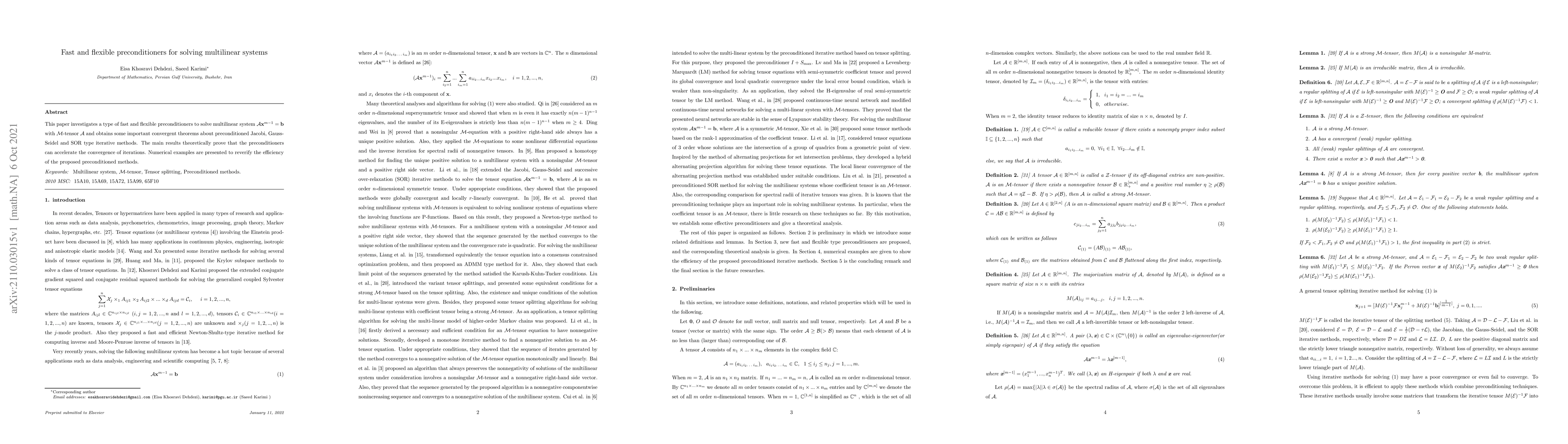 Thumbnail for Fast and flexible preconditioners for solving multilinear systems