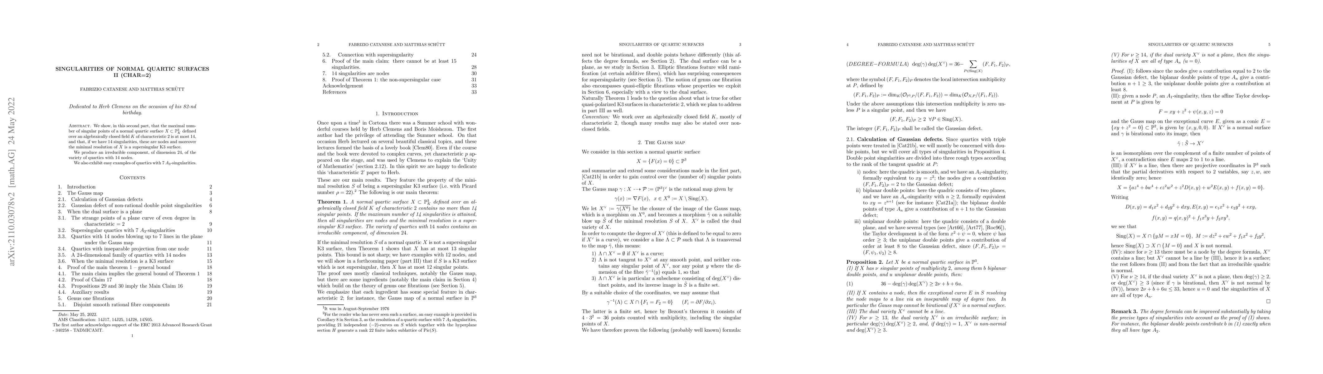 Thumbnail for Singularities of normal quartic surfaces II (char=2)