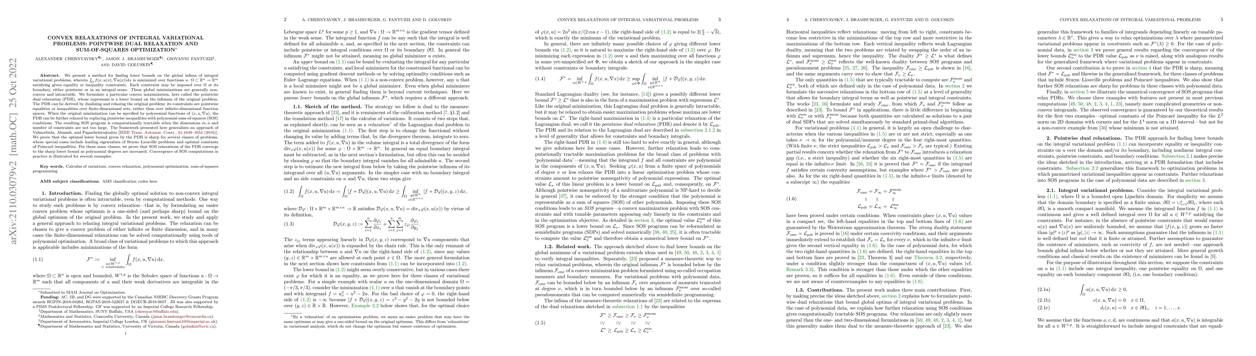 Thumbnail for Convex relaxations of integral variational problems: pointwise dual
  relaxation and sum-of-squares optimization