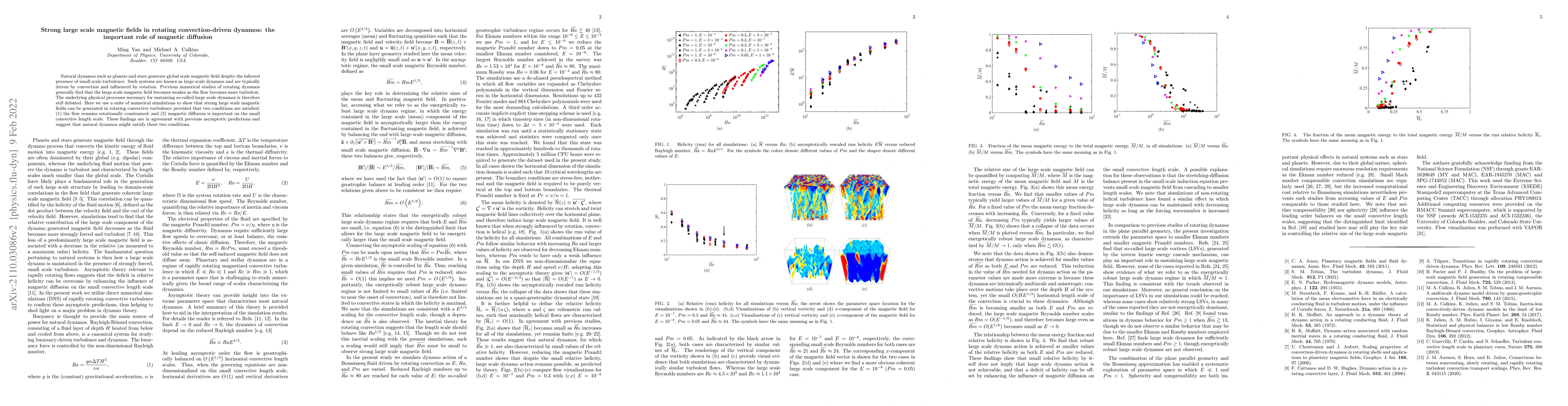 Thumbnail for Strong large scale magnetic fields in rotating convection-driven
  dynamos: the important role of magnetic diffusion