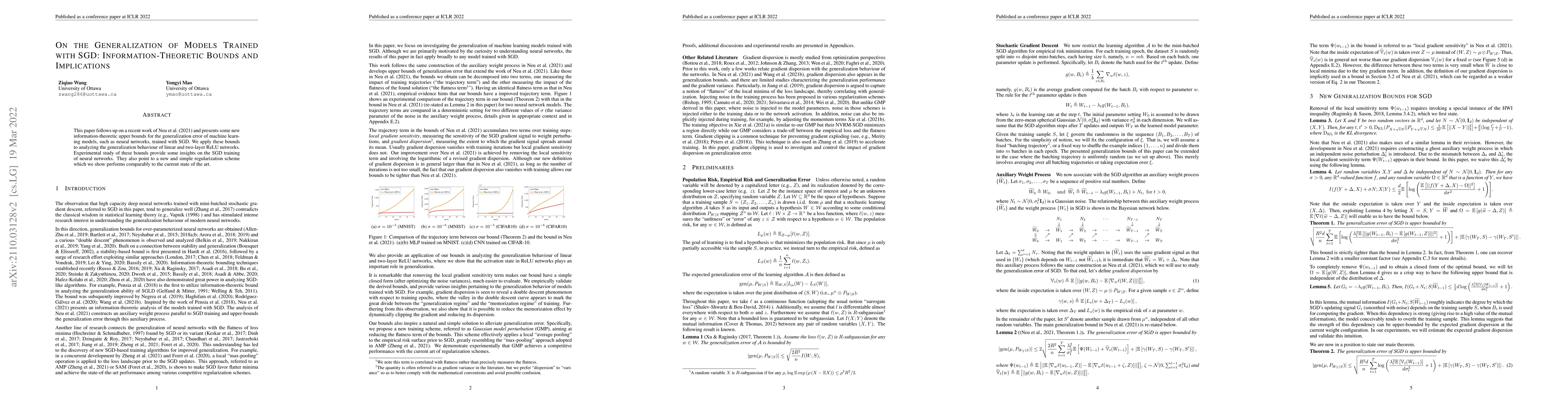 Thumbnail for On the Generalization of Models Trained with SGD: Information-Theoretic
  Bounds and Implications