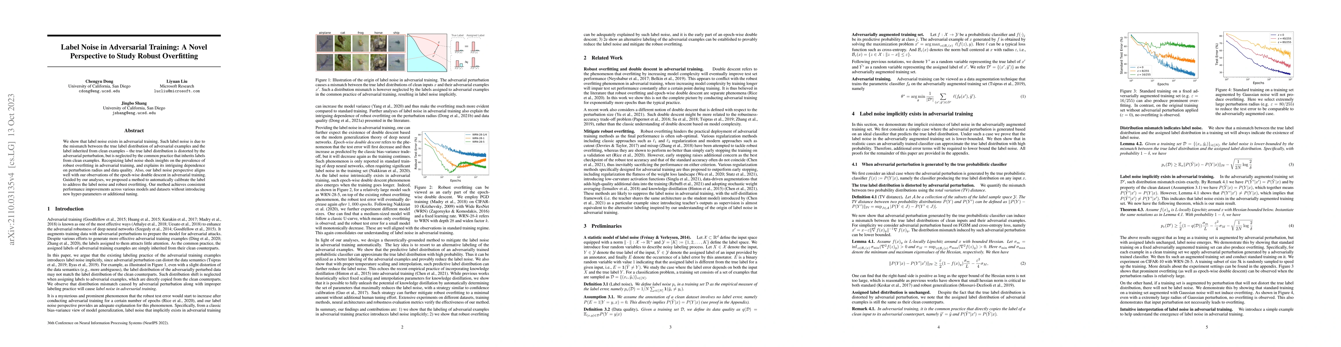 Thumbnail for Label Noise in Adversarial Training: A Novel Perspective to Study Robust
  Overfitting