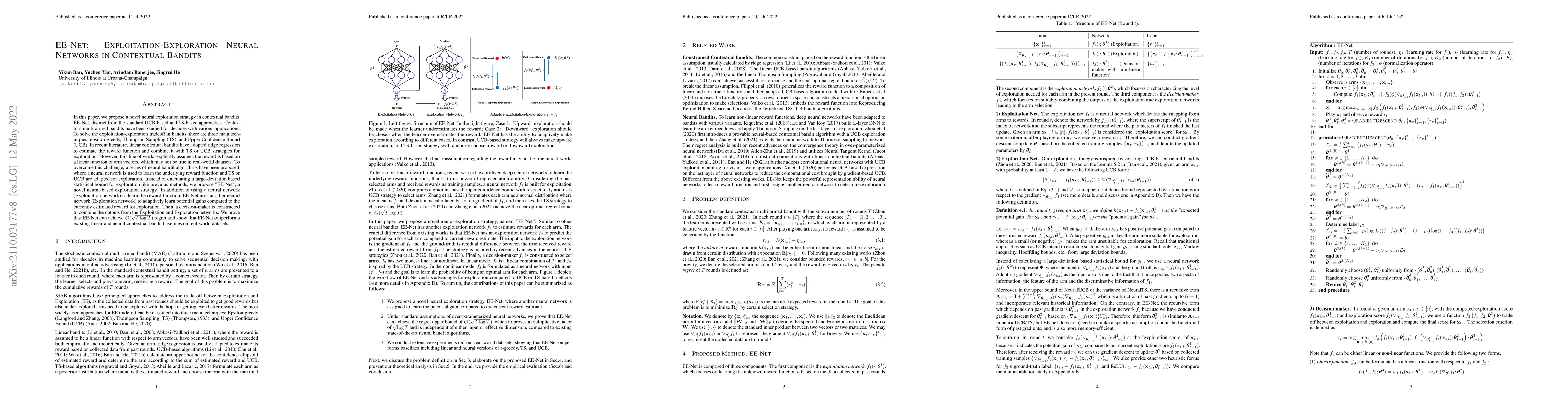 Thumbnail for EE-Net: Exploitation-Exploration Neural Networks in Contextual Bandits