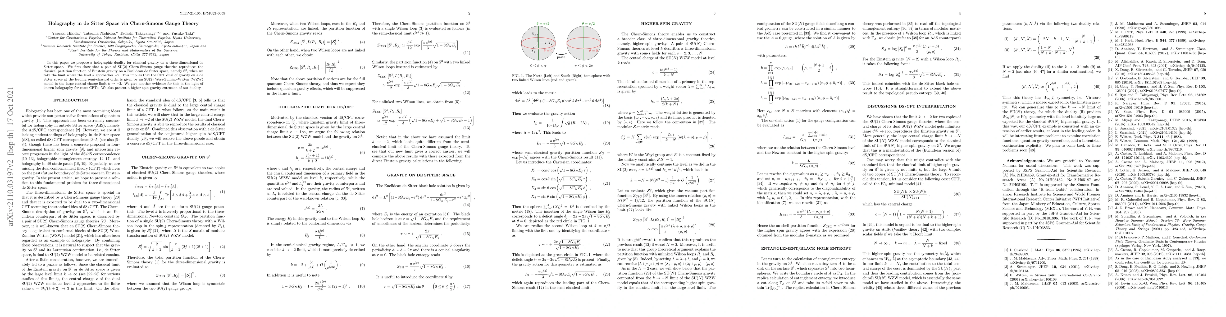 Thumbnail for Holography in de Sitter Space via Chern-Simons Gauge Theory