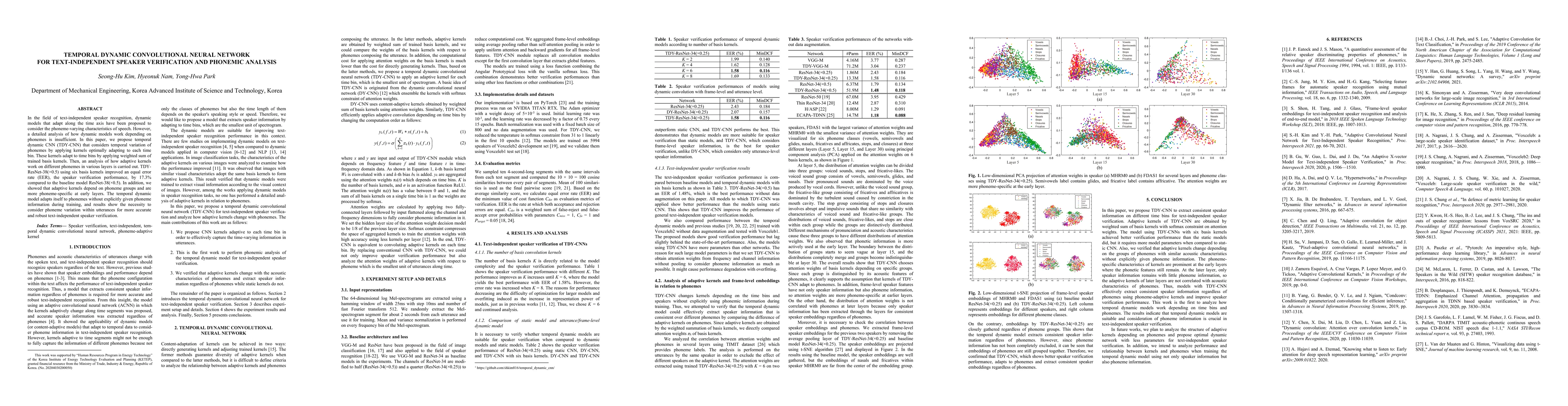 Thumbnail for Temporal Dynamic Convolutional Neural Network for Text-Independent
  Speaker Verification and Phonemetic Analysis
