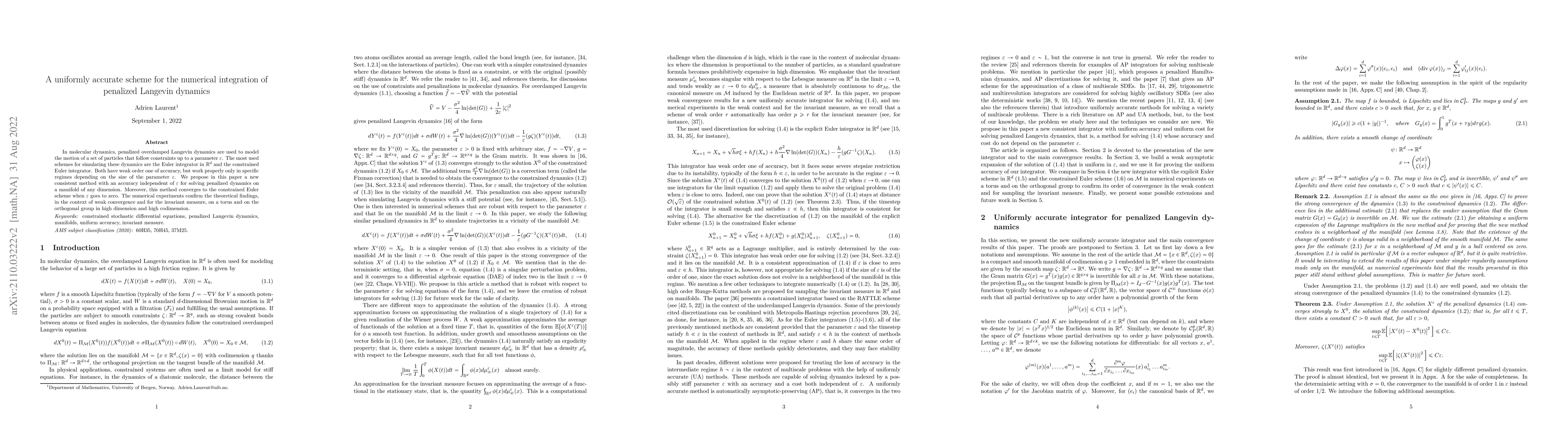 Thumbnail for A uniformly accurate scheme for the numerical integration of penalized
  Langevin dynamics