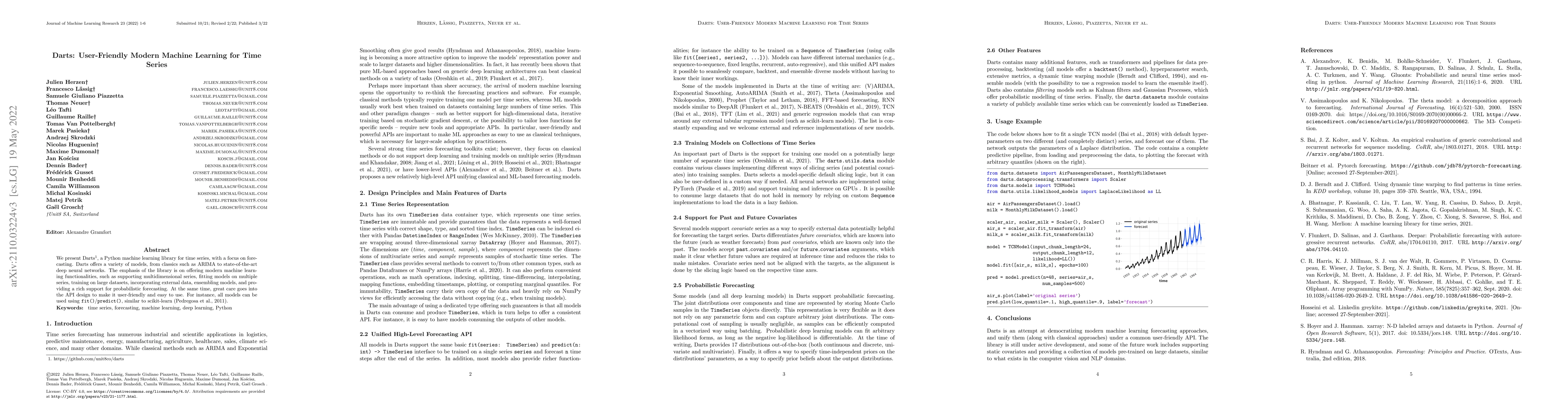 Thumbnail for Darts: User-Friendly Modern Machine Learning for Time Series