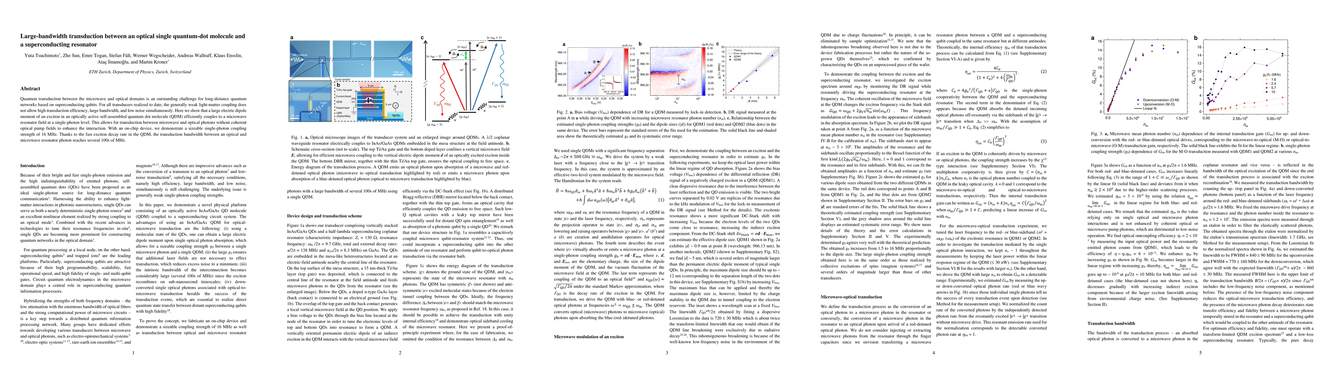 Thumbnail for Large-bandwidth transduction between an optical single quantum-dot
  molecule and a superconducting resonator
