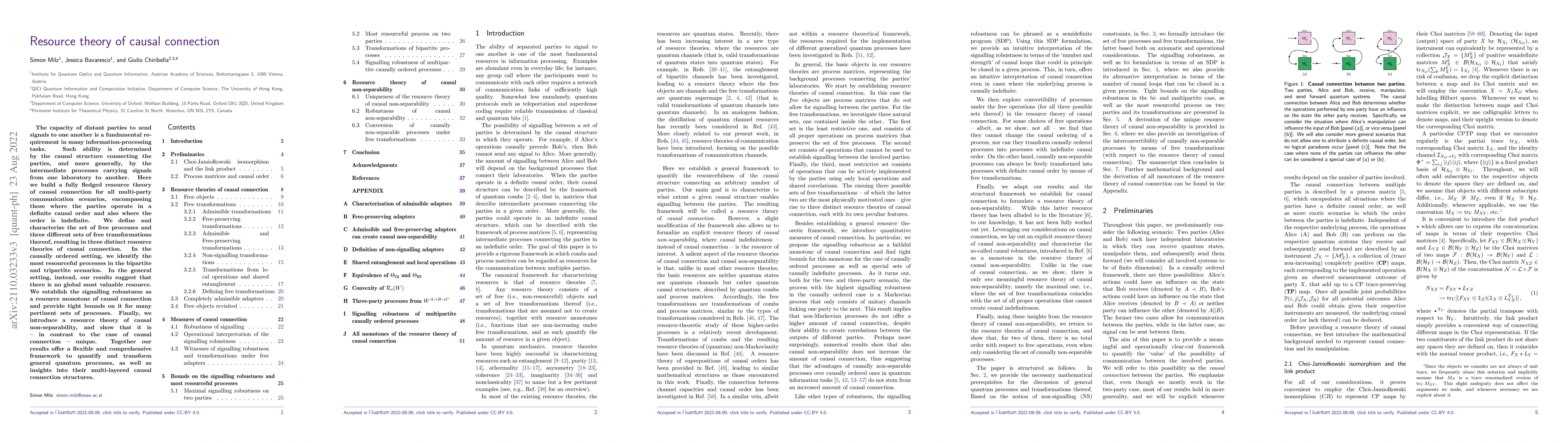 Thumbnail for Resource theory of causal connection