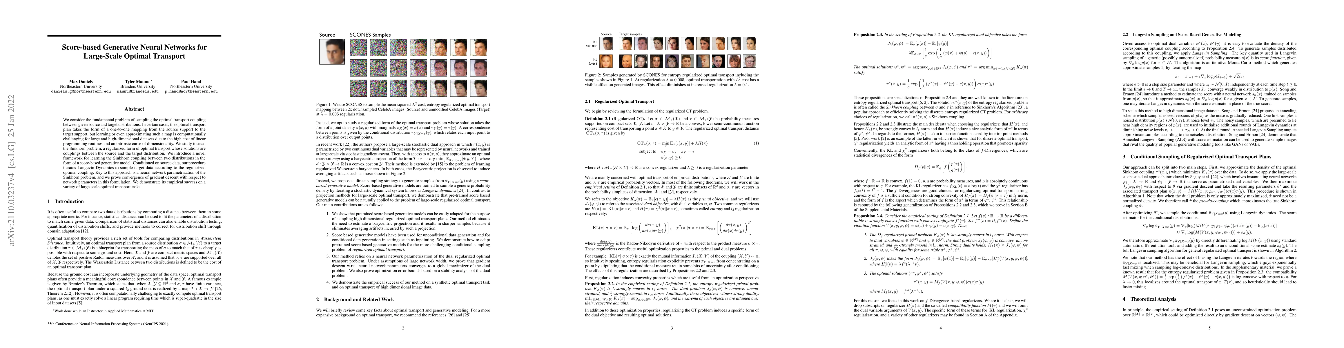 Thumbnail for Score-based Generative Neural Networks for Large-Scale Optimal Transport
