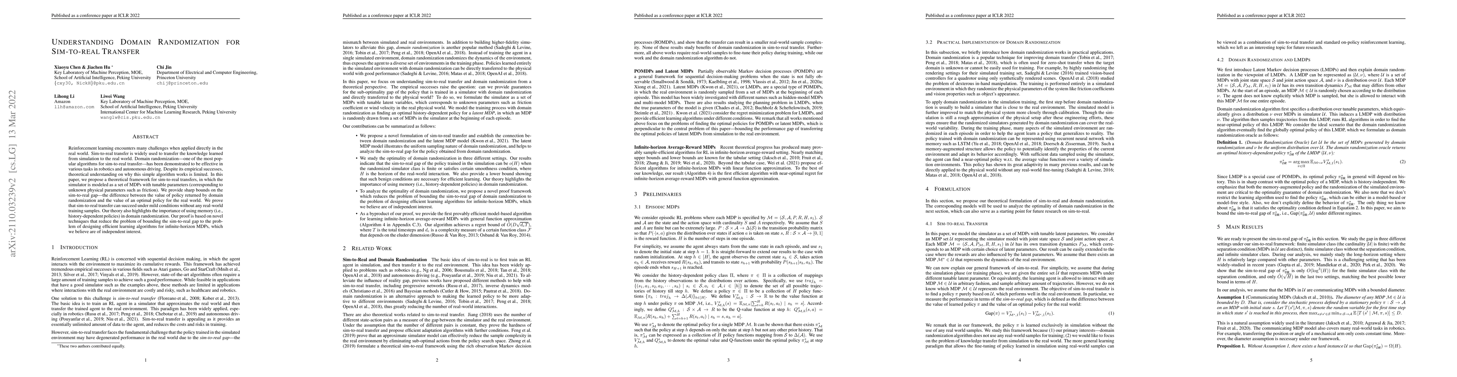 Thumbnail for Understanding Domain Randomization for Sim-to-real Transfer