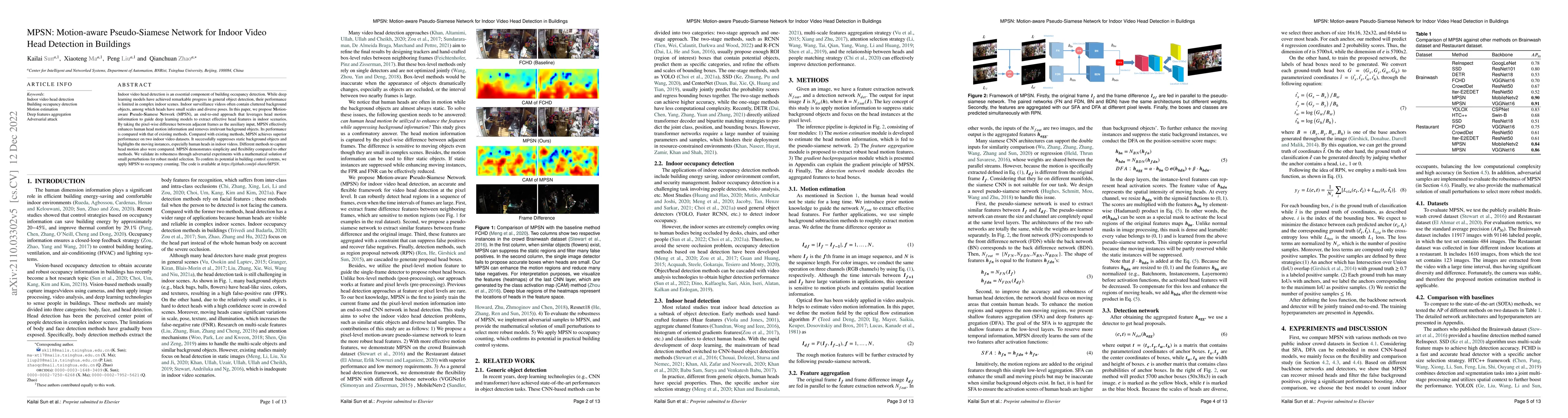 Thumbnail for MPSN: Motion-aware Pseudo Siamese Network for Indoor Video Head
  Detection in Buildings
