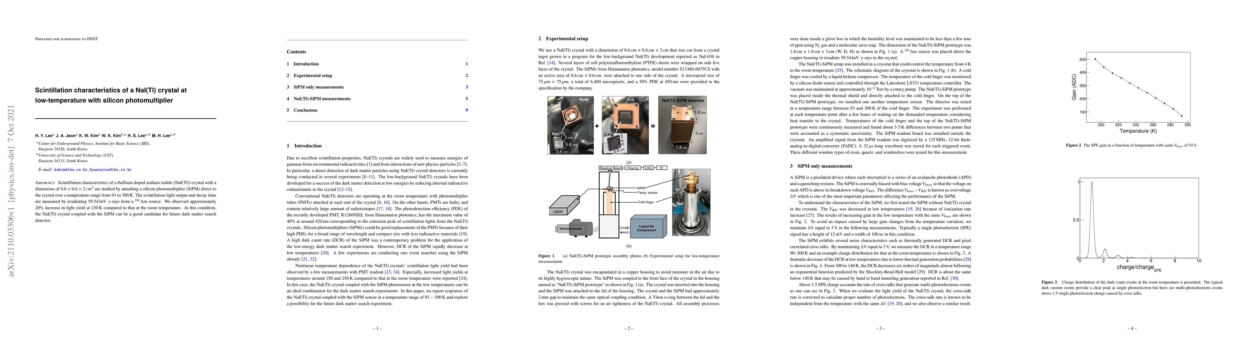 Thumbnail for Scintillation characteristics of a NaI(Tl) crystal at low-temperature
  with silicon photomultiplier