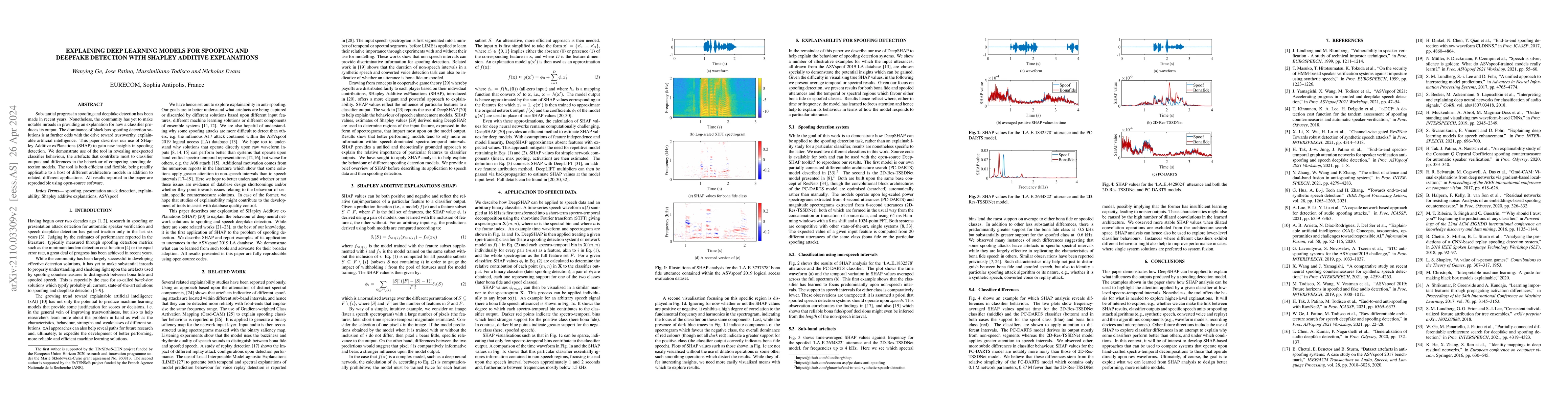 Thumbnail for Explaining deep learning models for spoofing and deepfake detection with
  SHapley Additive exPlanations