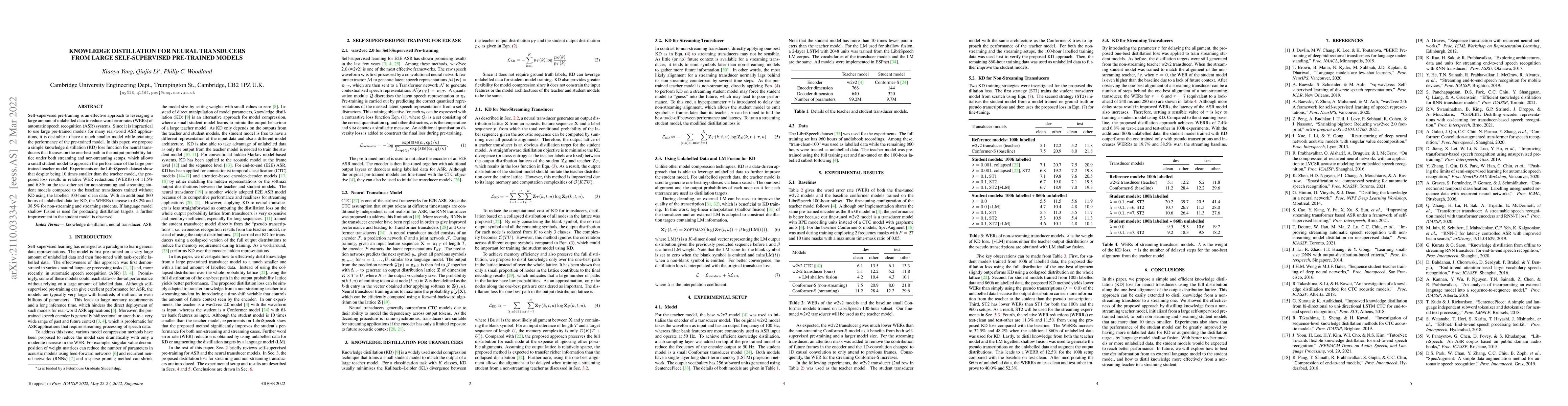 Thumbnail for Knowledge Distillation for Neural Transducers from Large Self-Supervised
  Pre-trained Models