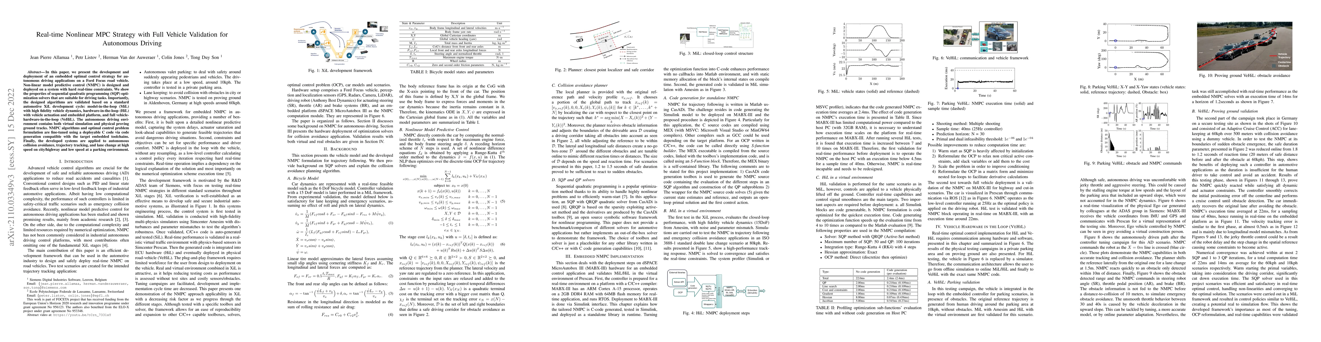 Thumbnail for Real-time Nonlinear MPC Strategy with Full Vehicle Validation for
  Autonomous Driving