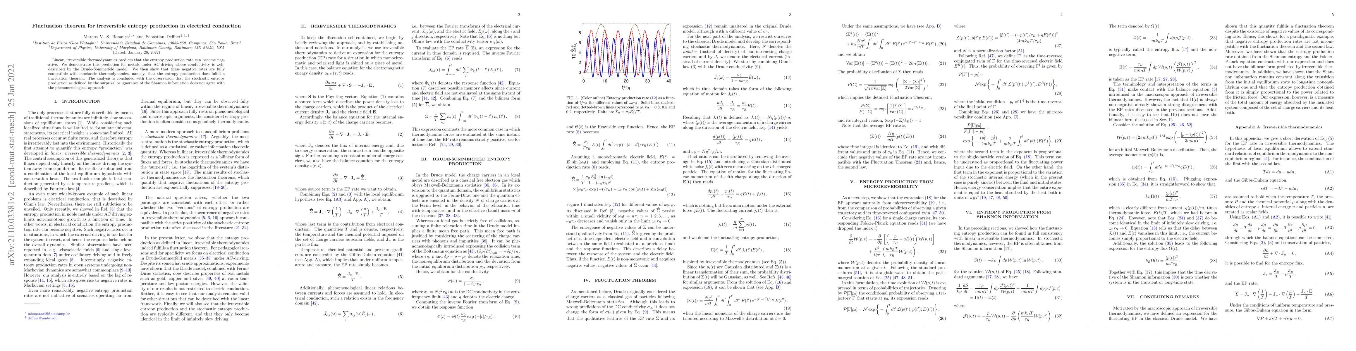 Thumbnail for Fluctuation theorem for irreversible entropy production in electrical
  conduction