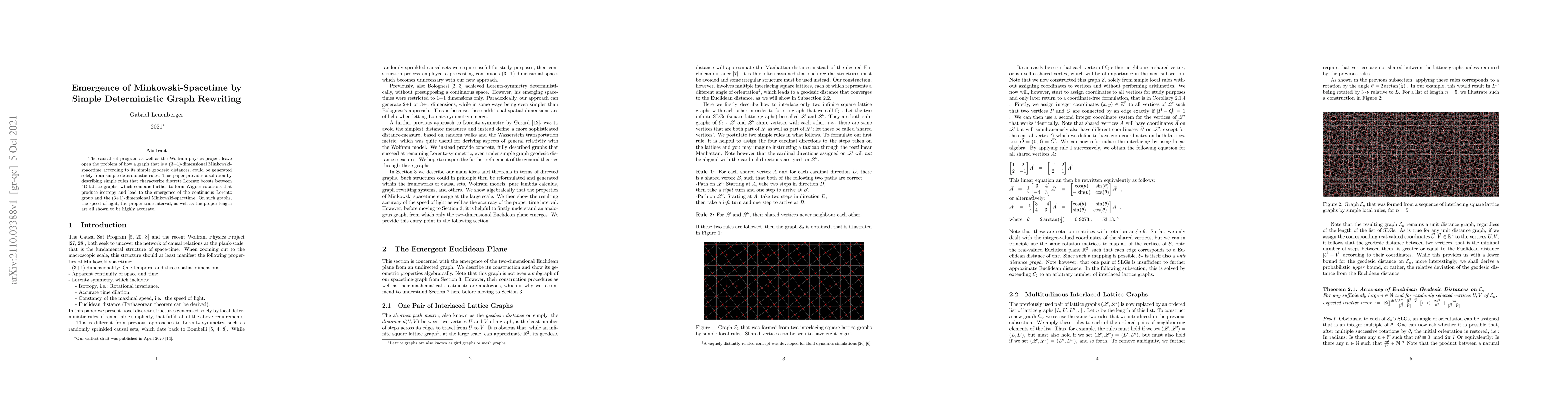 Thumbnail for Emergence of Minkowski-Spacetime by Simple Deterministic Graph Rewriting