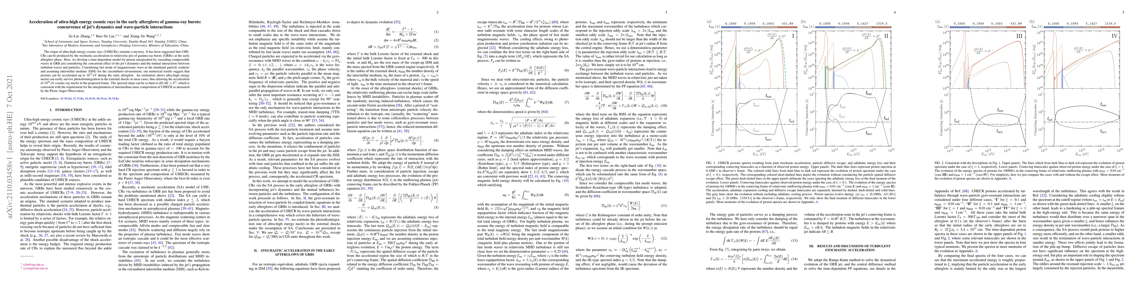 Thumbnail for Acceleration of ultra-high energy cosmic rays in the early afterglows of
  gamma-ray bursts: concurrence of jet's dynamics and wave-particle
  interactions