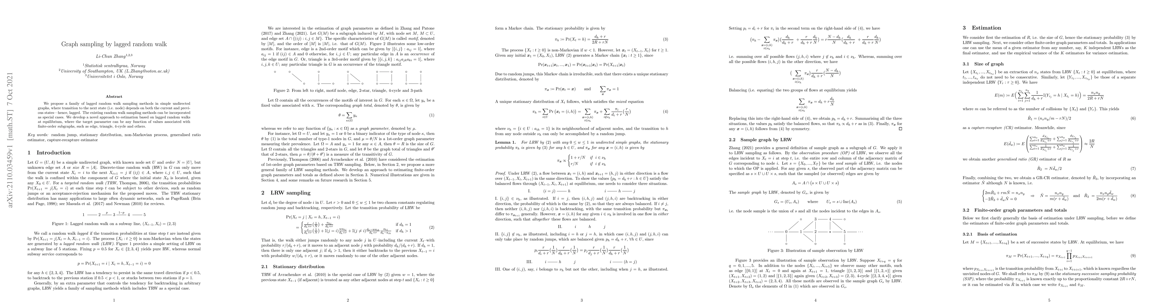 Thumbnail for Graph sampling by lagged random walk