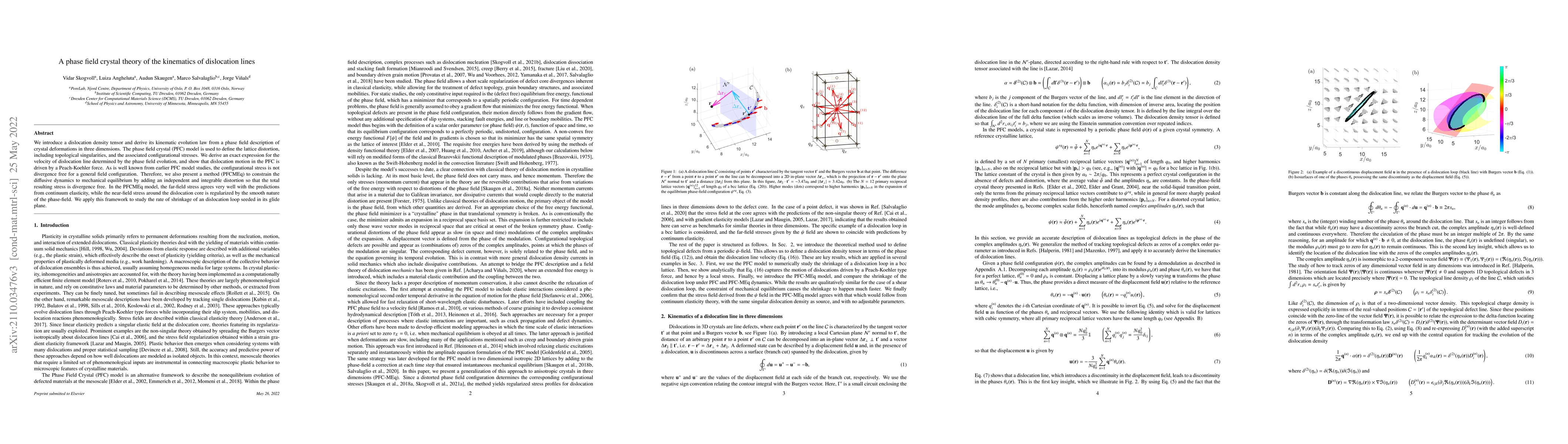 Thumbnail for A phase field crystal theory of the kinematics of dislocation lines