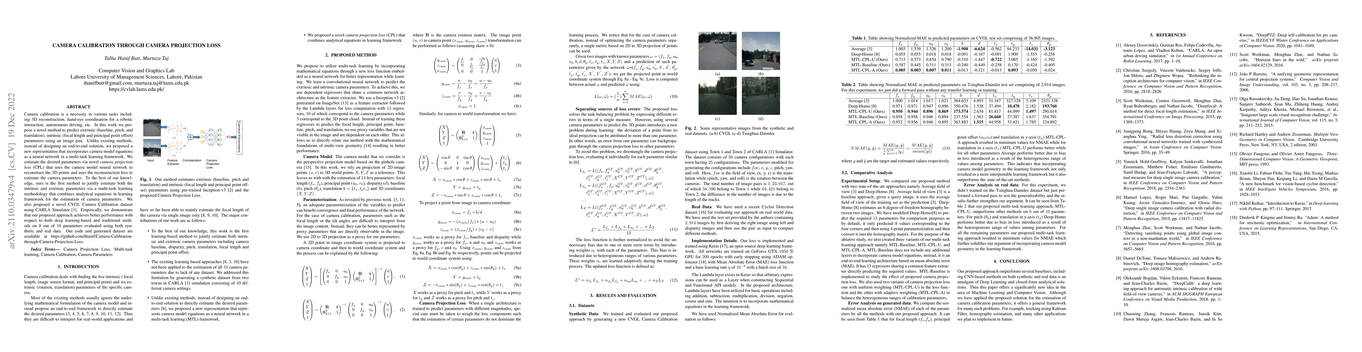 Thumbnail for Camera Calibration through Camera Projection Loss