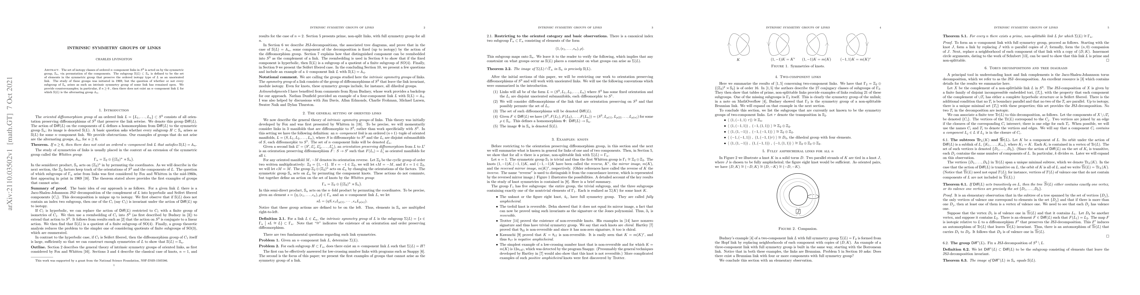Thumbnail for Intrinsic symmetry groups of links