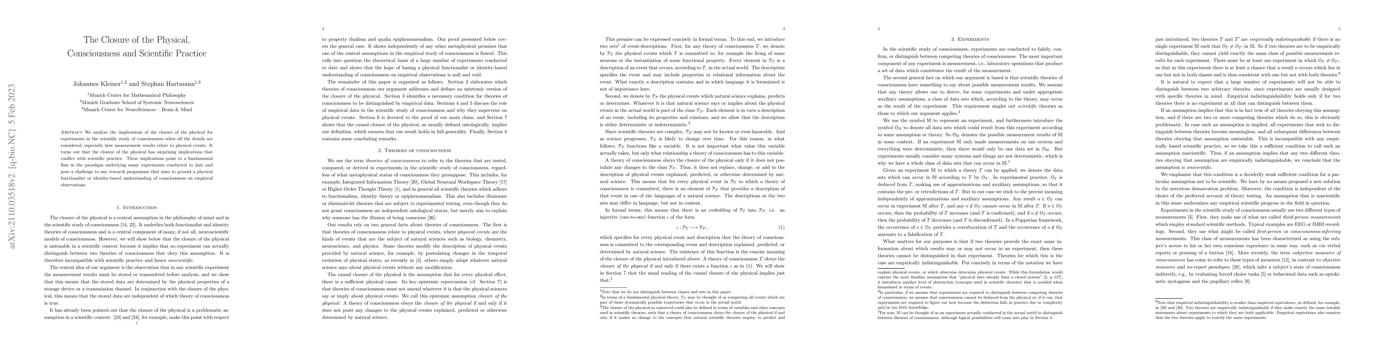Thumbnail for The Closure of the Physical, Consciousness and Scientific Practice