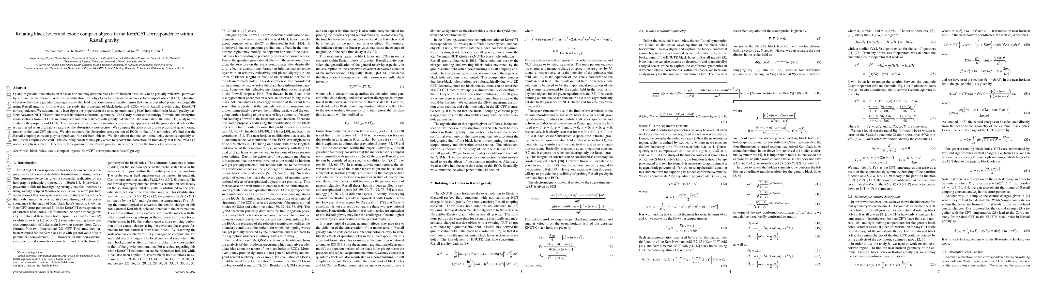 Thumbnail for Rotating black holes and exotic compact objects in the Kerr/CFT
  correspondence within Rastall gravity