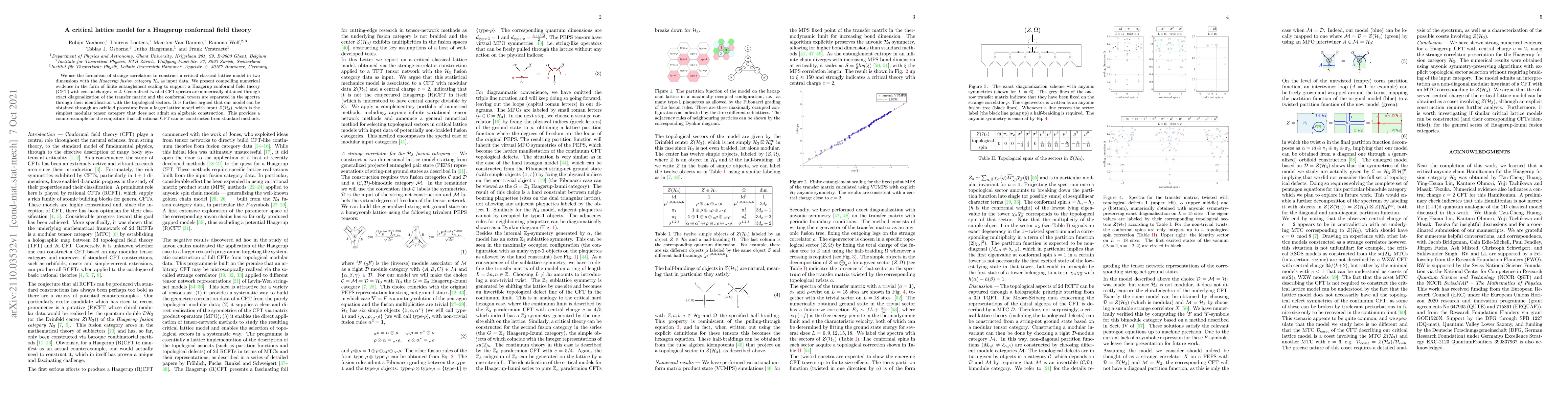Thumbnail for A critical lattice model for a Haagerup conformal field theory