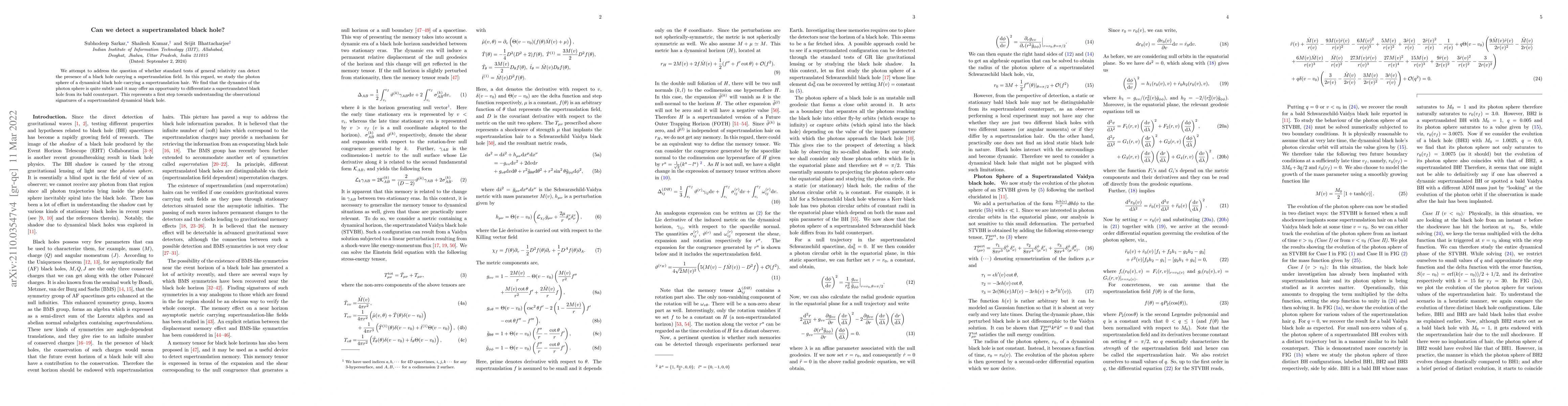 Thumbnail for Can we detect a supertranslated black hole?