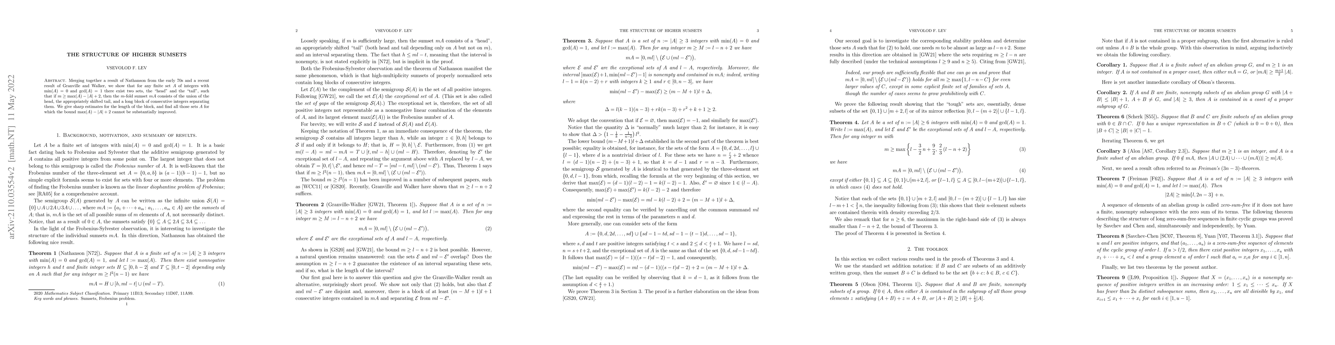 Thumbnail for The structure of higher sumsets