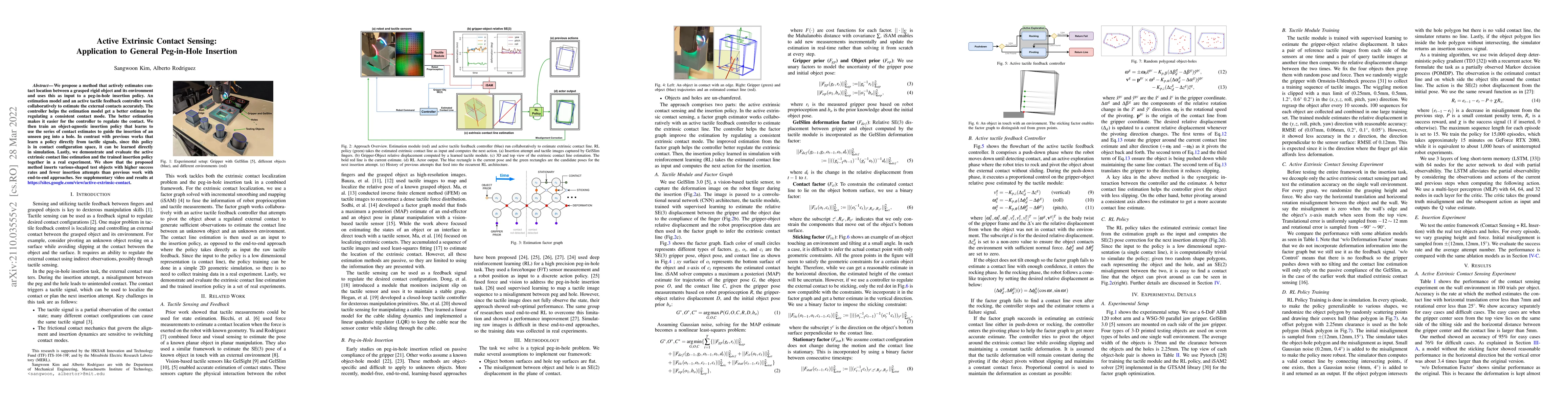 Thumbnail for Active Extrinsic Contact Sensing: Application to General Peg-in-Hole
  Insertion