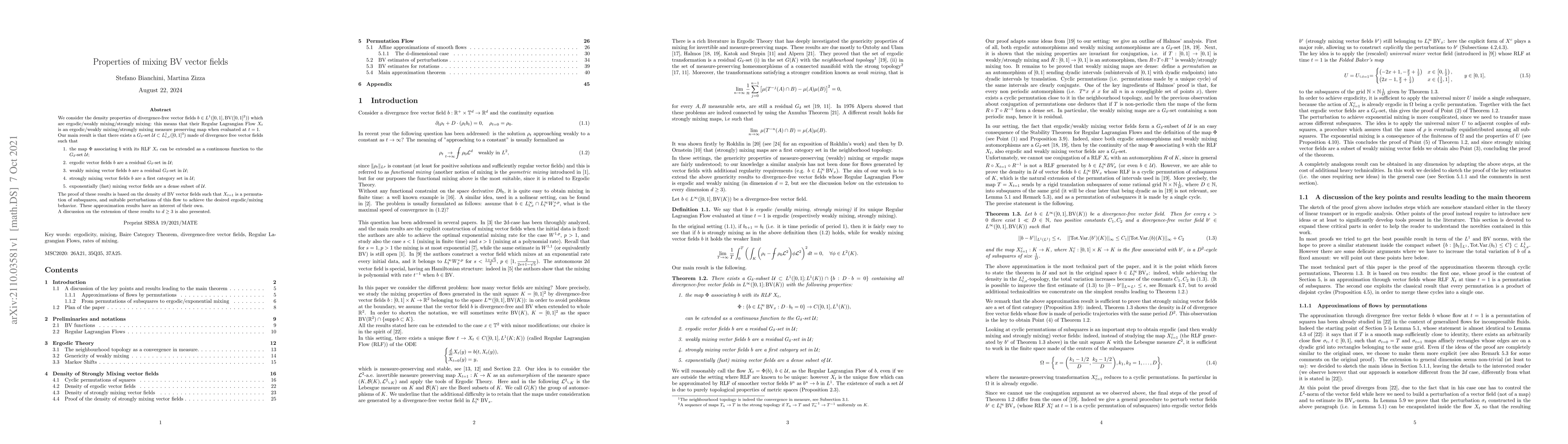 Thumbnail for Properties of Mixing BV vector fields