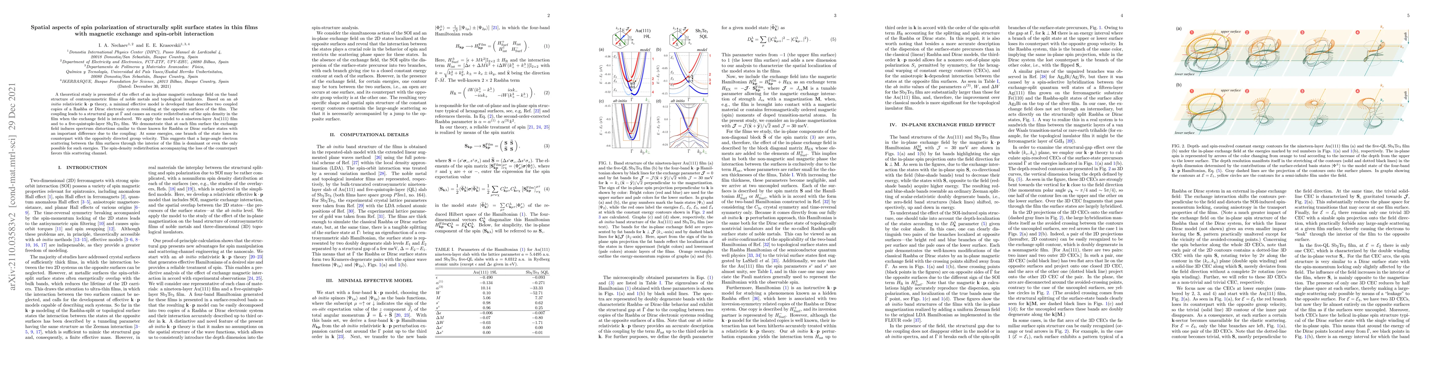 Thumbnail for Spatial aspects of spin polarization of structurally split surface
  states in thin films with magnetic exchange and spin-orbit interaction
