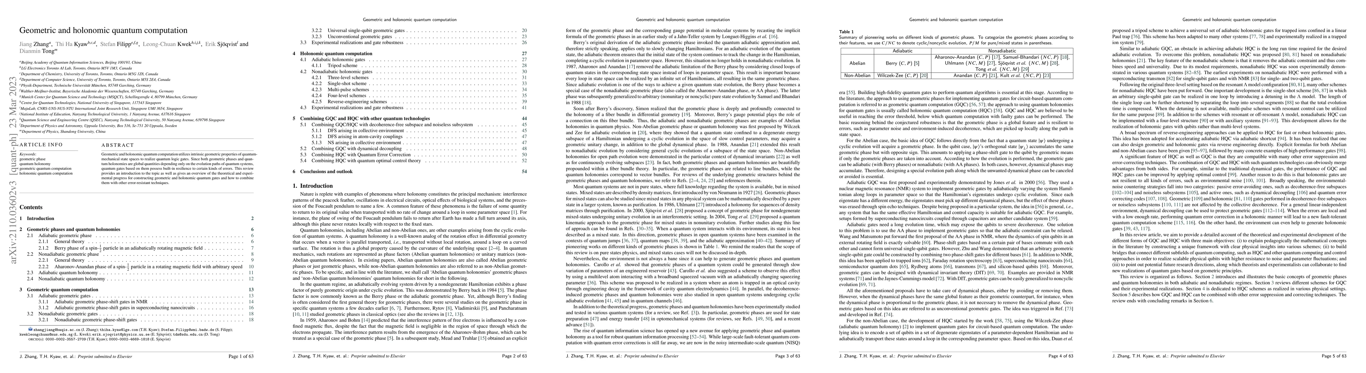 Thumbnail for Geometric and holonomic quantum computation
