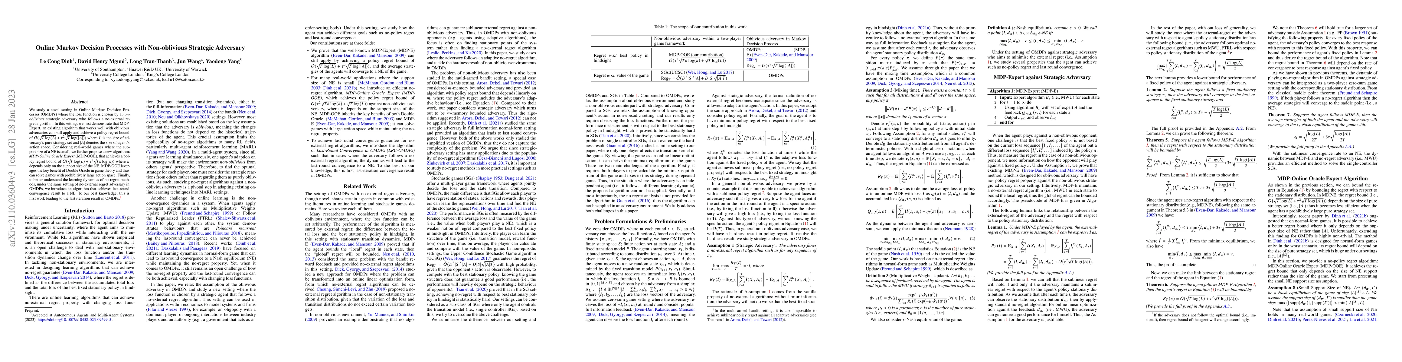 Thumbnail for Online Markov Decision Processes with Non-oblivious Strategic Adversary