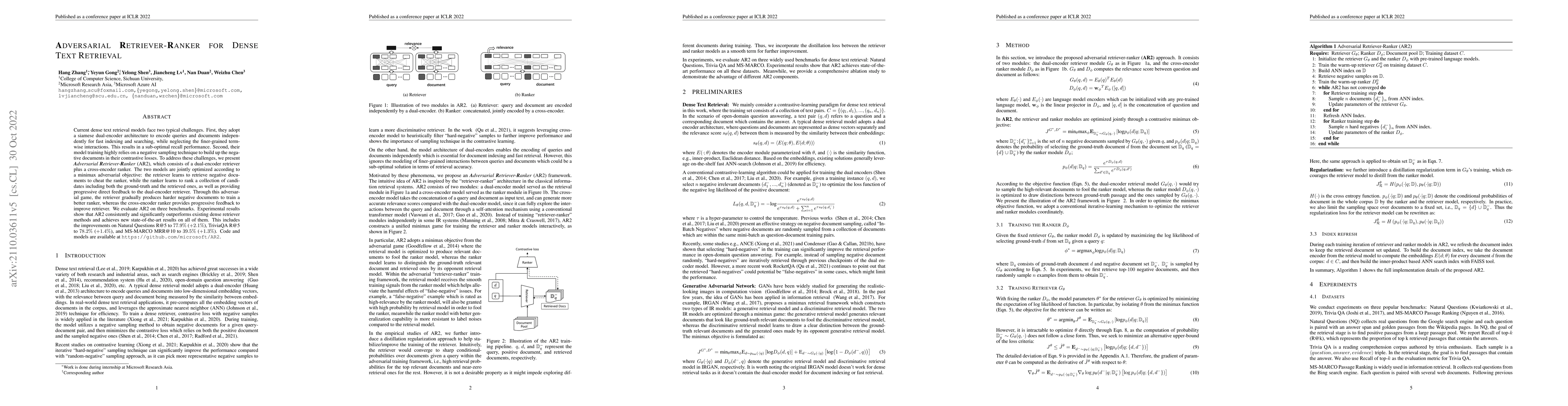 Thumbnail for Adversarial Retriever-Ranker for dense text retrieval