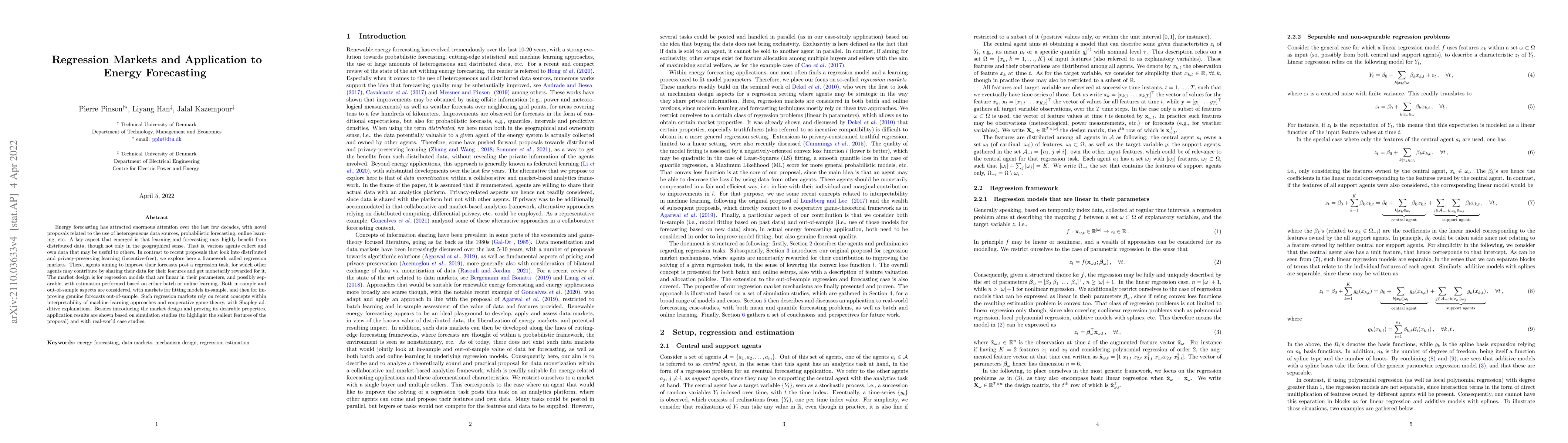 Thumbnail for Regression markets and application to energy forecasting