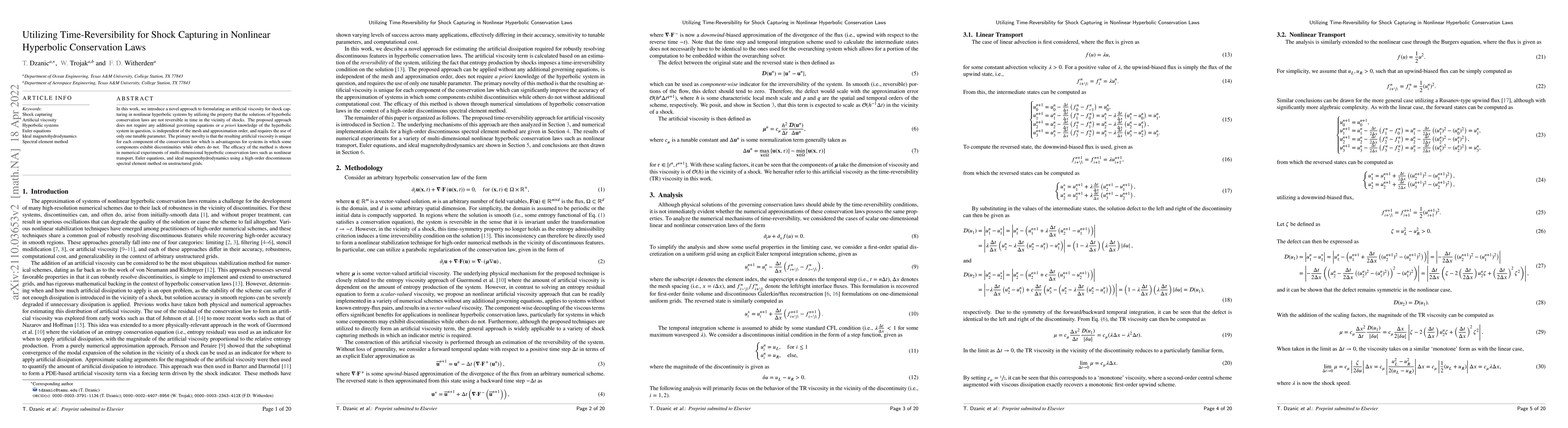 Thumbnail for Utilizing Time-Reversibility for Shock Capturing in Nonlinear Hyperbolic
  Conservation Laws